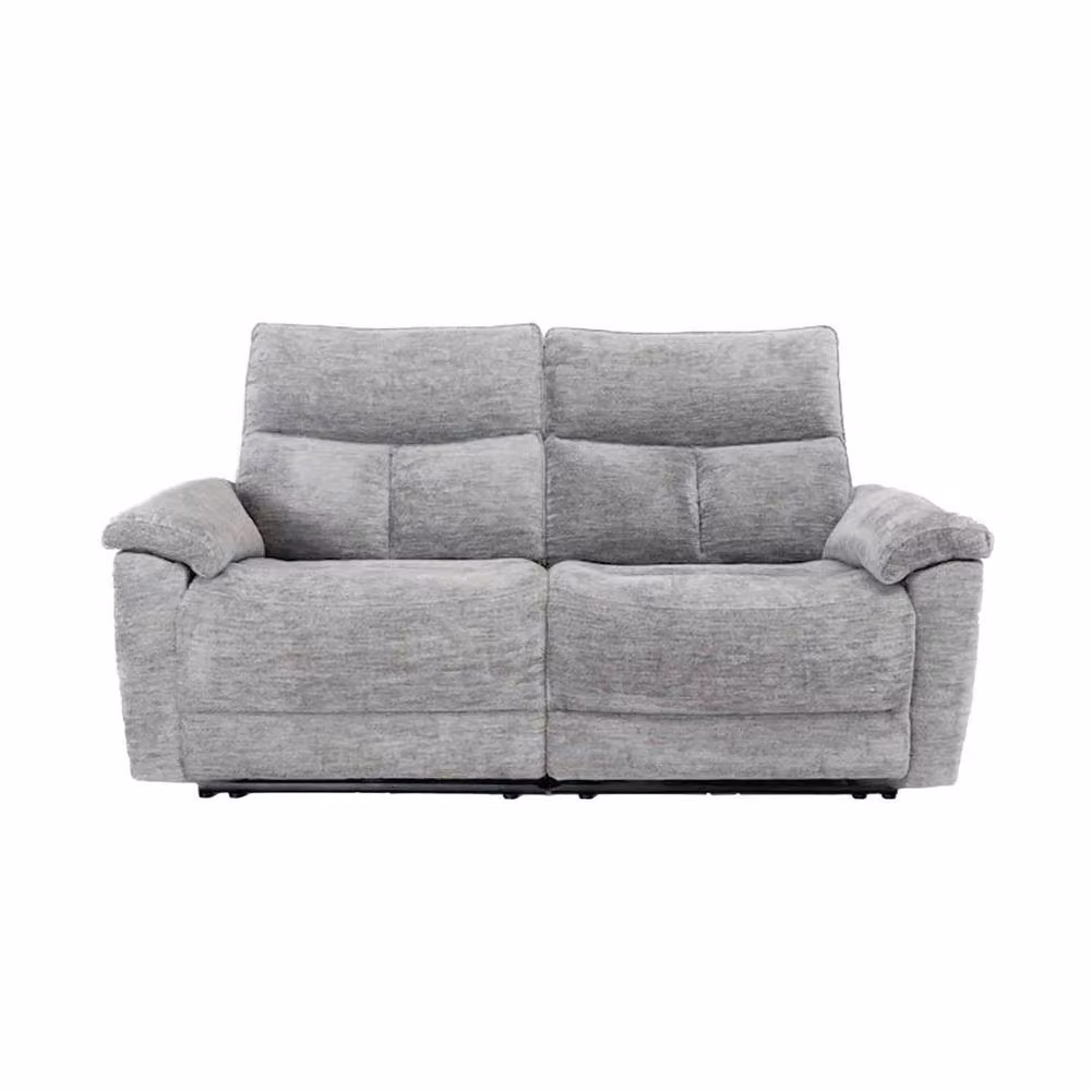 Furnishings For Less UK Kent Electric Reclining 3 Seater Fabric Sofa in Dove Grey with USB Charging – 3