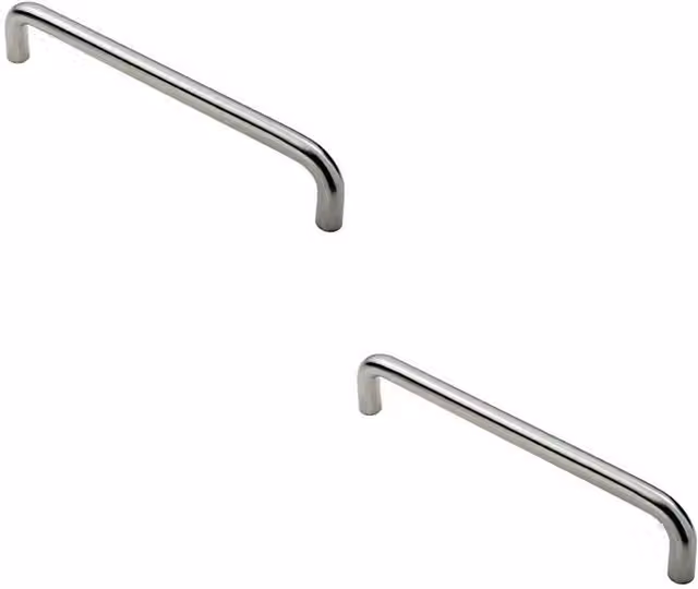 Loops 2x Round D Bar Pull Handles in Brushed Satin Silver Stainless Steel, Fixing Centres: 300 mm, Size: 319 x 19 mm