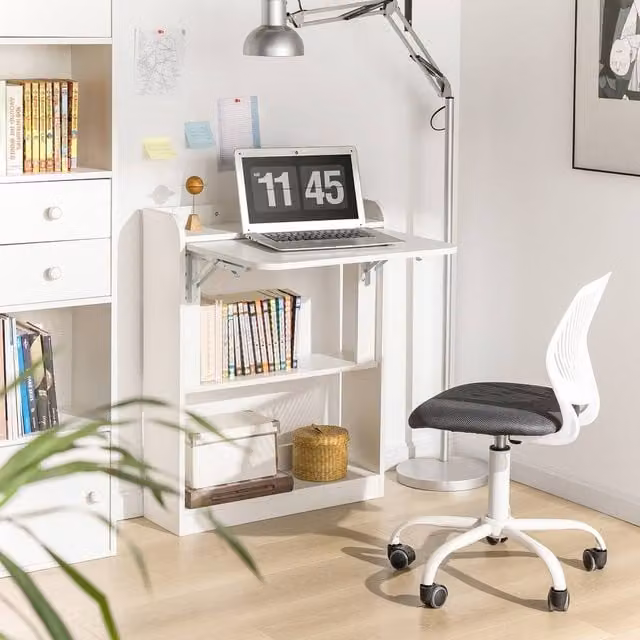 SoBuy Minimalist White Wall-Mounted Folding Secretary Desk