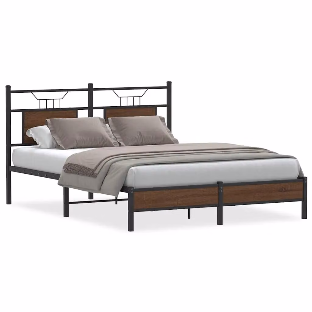 Berkfield Home King Size Bed Frame in Brown Oak with Drawers, W/D/H: 150 x 200 cm – 2