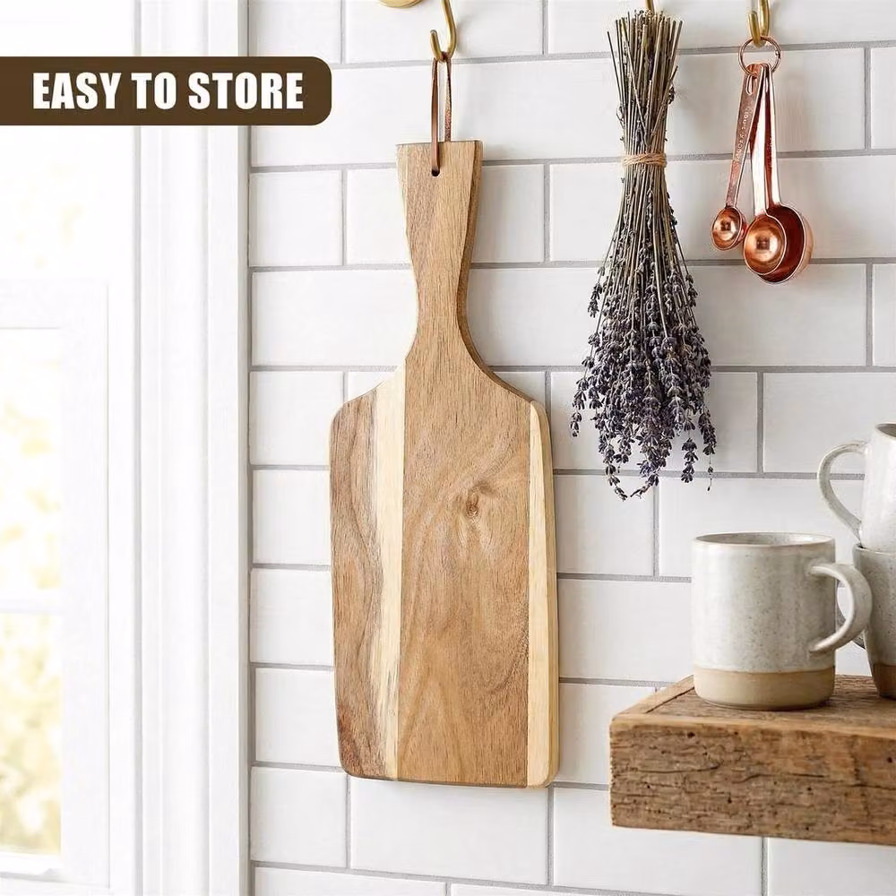 EONLION Brown Wood Paddle Chopping Board and Cheese Serving Platter, Length: 100 cm – 4