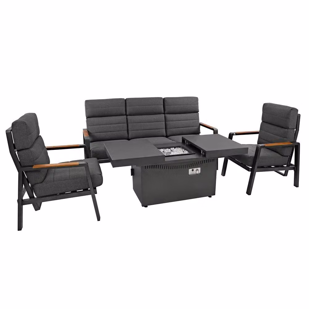 Monstershop 5 Seater Reclining Furniture Set with Firepit in Grey – 3