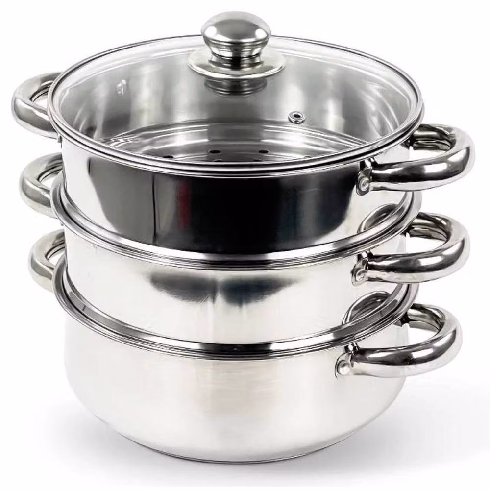 NESTLUNE 3 Tier Stainless Steel Steamer Cooker Pot Set in Silver, H 100 cm x W 15 cm x D 15 cm – 2