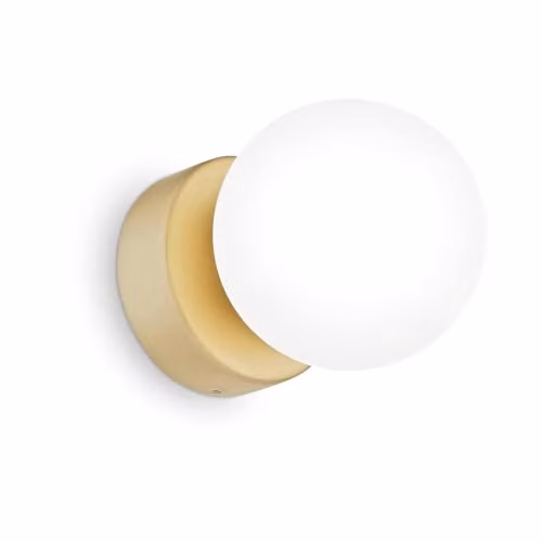 Ideal Lux PERLAGE Modern Wall Lamp in Brass with Transparent Glass Sphere Shade
