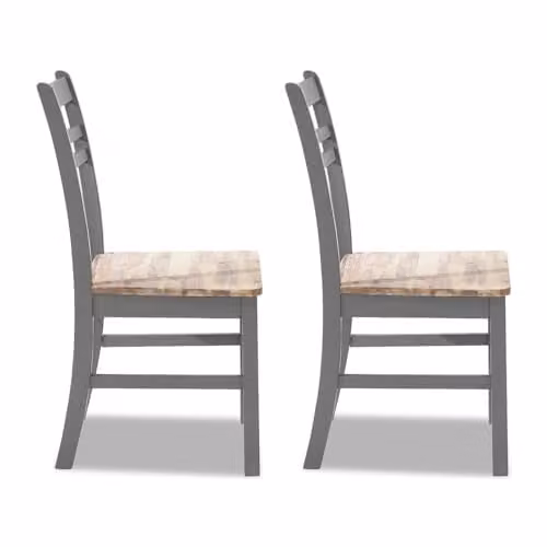 Statement Furniture Florence Country Style Wooden Dining Chairs Set of 2 in Grey with Acacia and Pine Wood