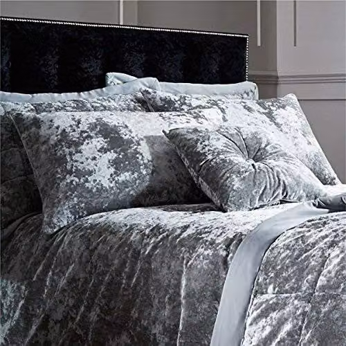 Catherine Lansfield Crushed Velvet Pillowsham Pair in Silver – 4