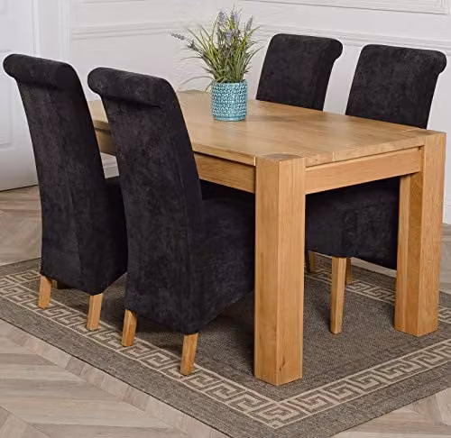 Thats Furniture Kuba Oak Dining Table and 4 Montana Fabric Chairs Set, W: 150 cm, D: 85 cm – 1