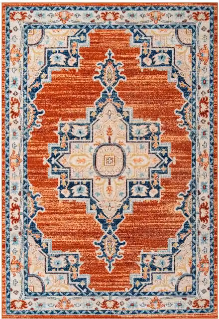 Kukoon Terracotta Orange Traditional Medallion Living Area Rug W: 80 cm, L: 150 cm – 1
