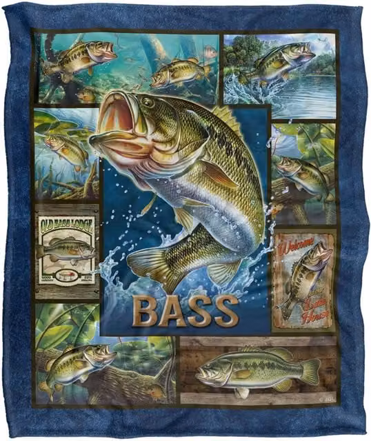 JQ Licensing Bass Fishing Silky Touch Super Soft Throw Blanket, Multicolour, W: 152 cm, D: 127 cm – 6