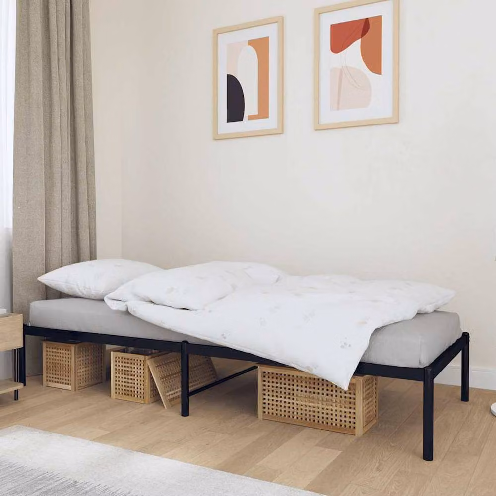 Berkfield Home Metal Bed Frame in Black, W/D/H: 90 x 190 cm – 1