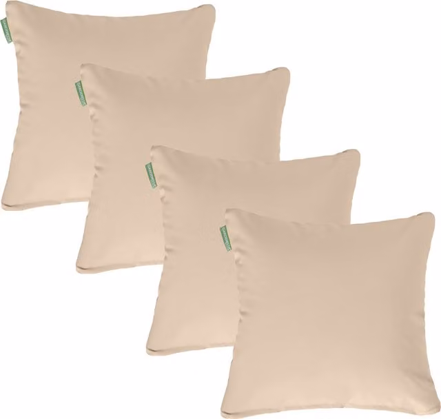 Gardenista Set of 4 Square Garden Scatter Cushions in Sand Beige Polyester with Removable Washable Covers