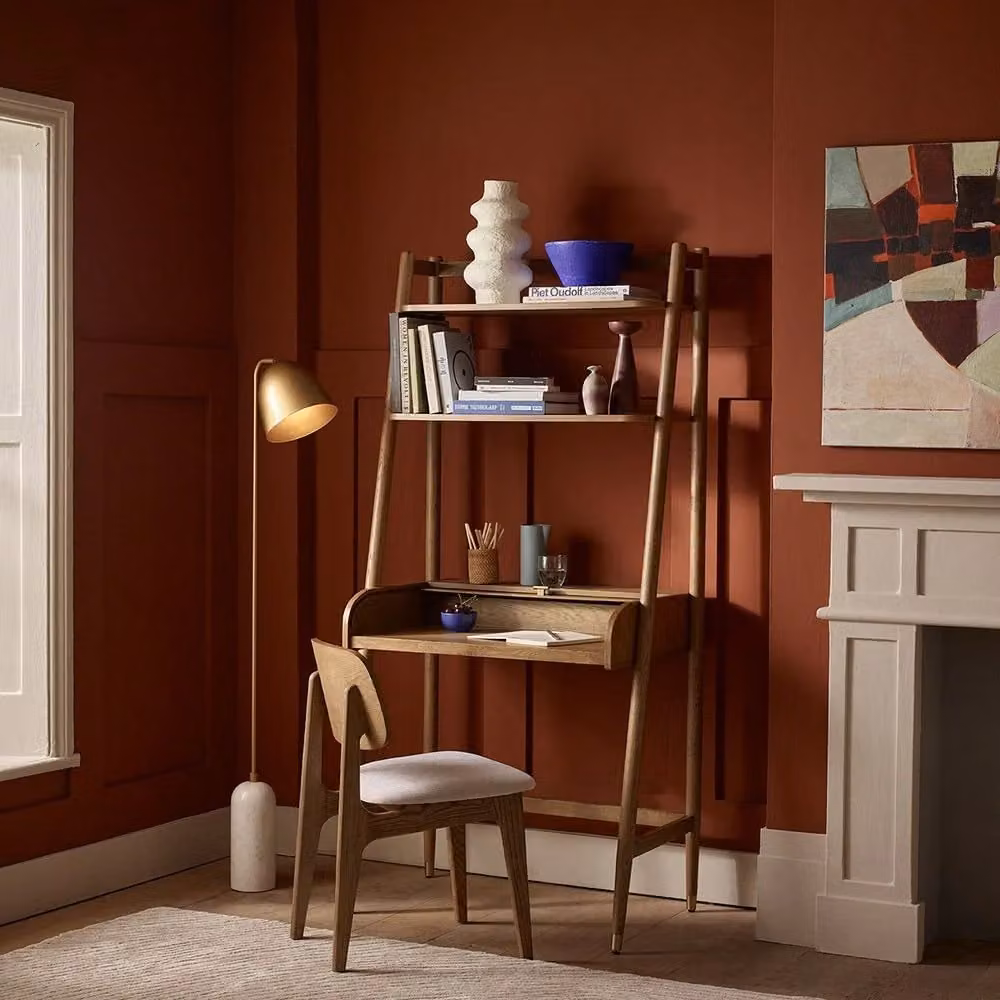 Atkin & Thyme Mid Century Secretary Desk in Brown Wood
