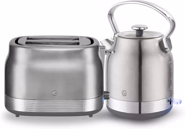 Swan Retro Breakfast Essentials Bundle in Stainless Steel Silver