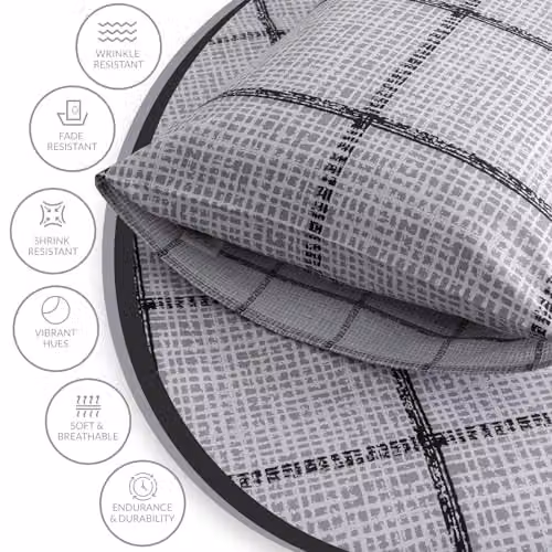 Pamposh Double Duvet Cover and Pillowcase Set in Grey and Black, Brushed Microfibre, Reversible and Hypoallergenic, Duvet Cover: 200 x 200 cm, Pillowcase: 50 x 75 cm – 5