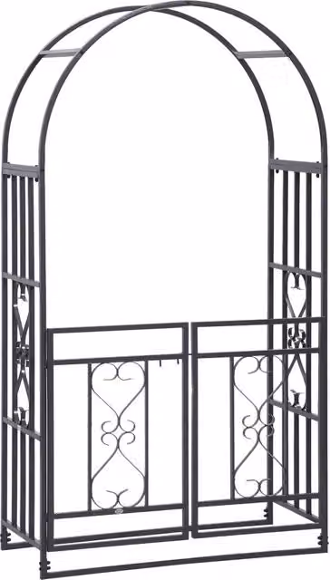 Outsunny Metal Garden Arch with Double Gates and Trellis for Climbing Plants, Grey, H: 206 cm, W: 114 cm, D: 50 cm – 7
