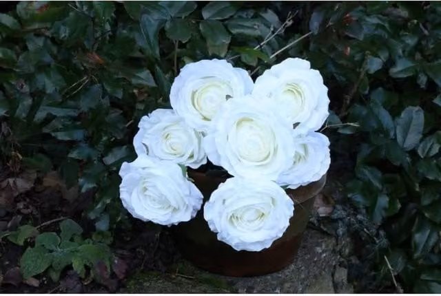 KDMD Ivory Rose Bunch Artificial White Wedding Flowers