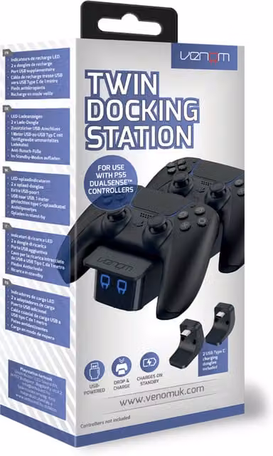 Venom PS5 Twin Charging Dock for DualSense Controllers in Black