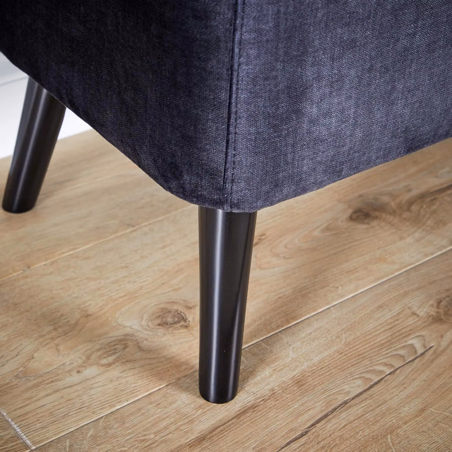 Home Source Velvet Fabric Ottoman Storage Box with Wooden Legs in Black – 3