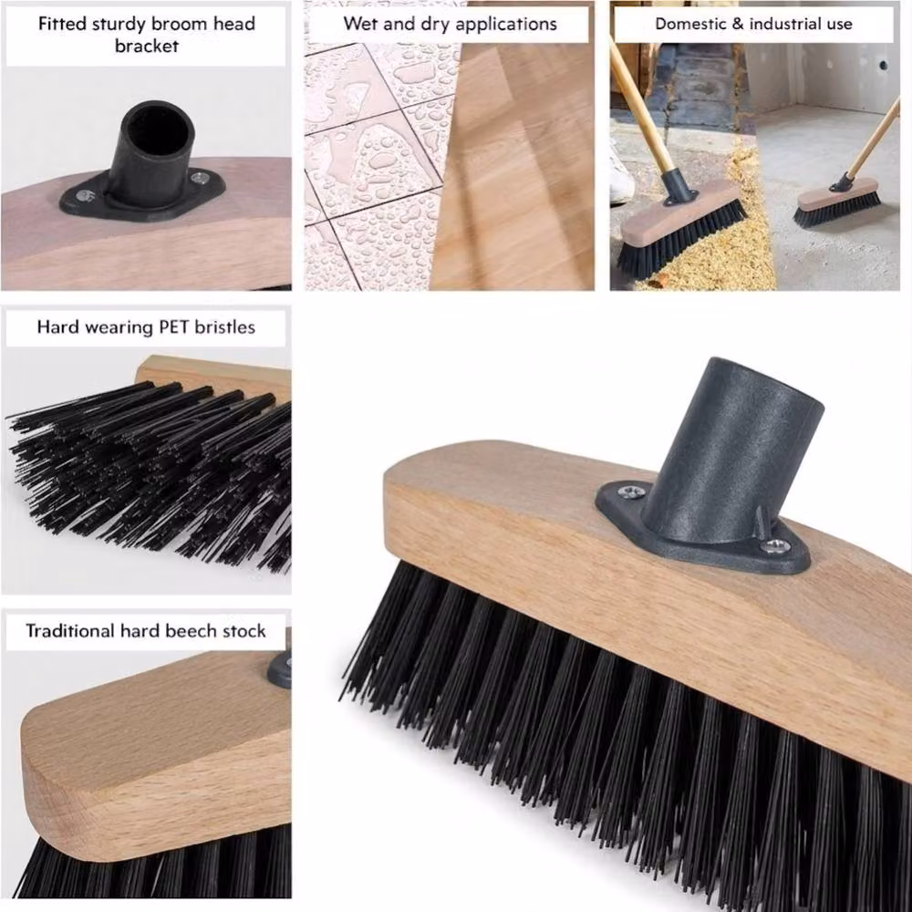 Bedsland Heavy Duty Floor Scrubbing Brush Head with Stiff Bristles, Black and Multicolour, Width: 22.86 cm – 6