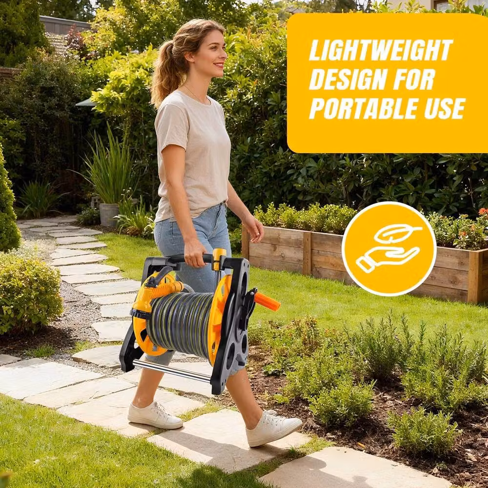 NESTLUNE Retractable Garden Hose Reel with 25m Automatic Water Pipe in Yellow – 6