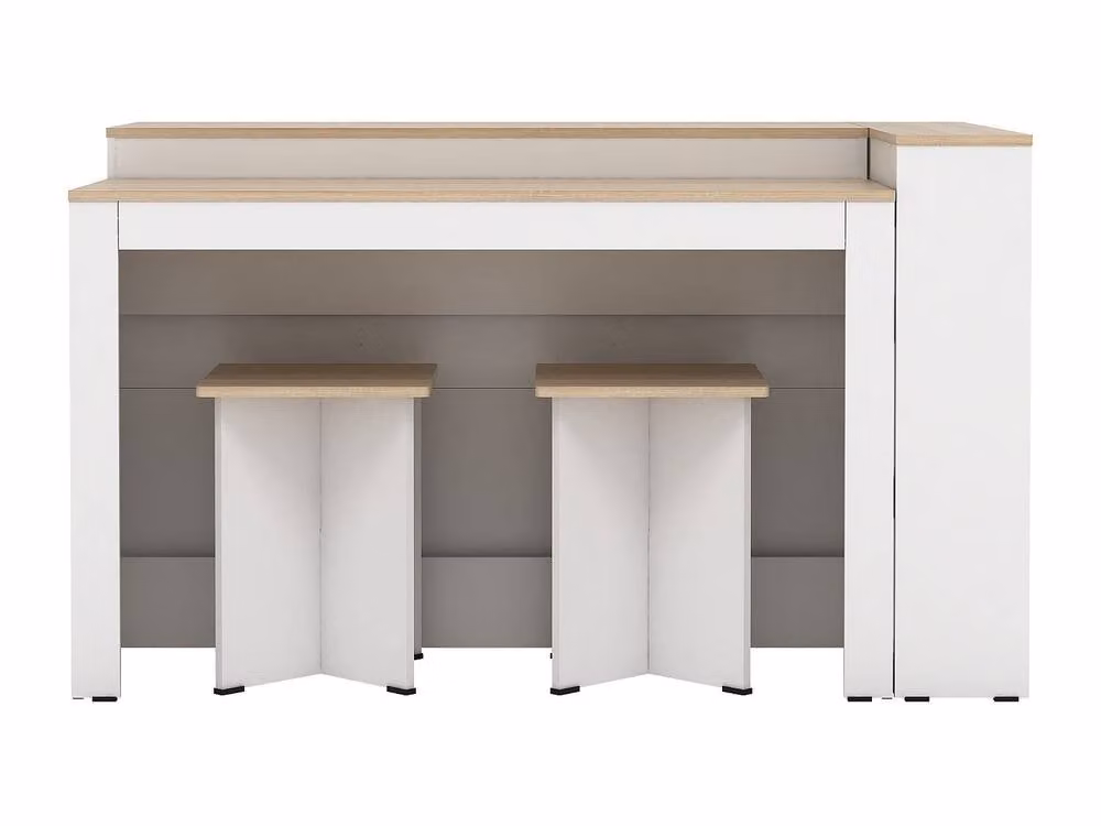 NUSICE Kitchen Island Set with 2 Stools in White and Light Oak