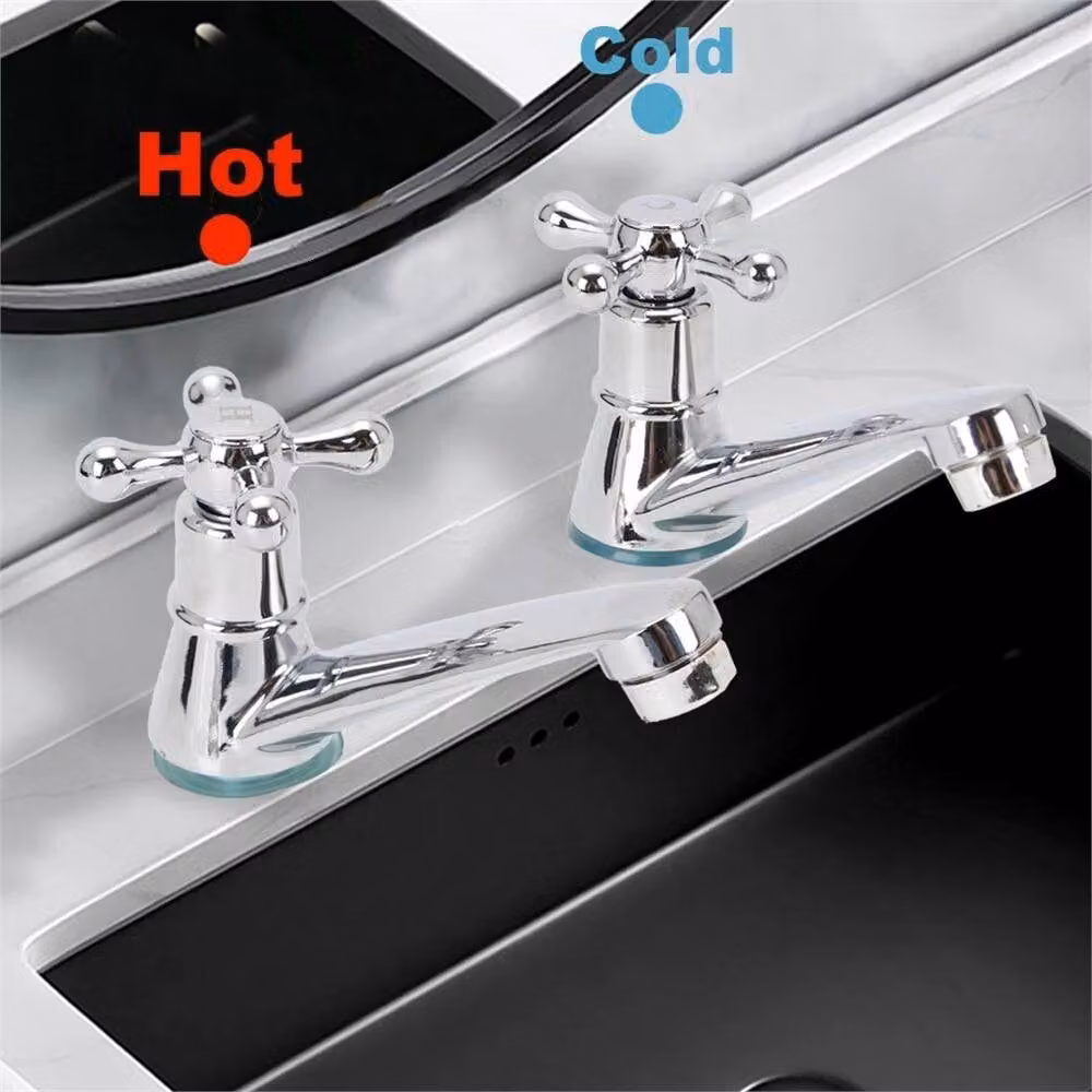Nordara Traditional Twin Bath Taps for Bathroom Basin Sink in Silver Chrome – 2