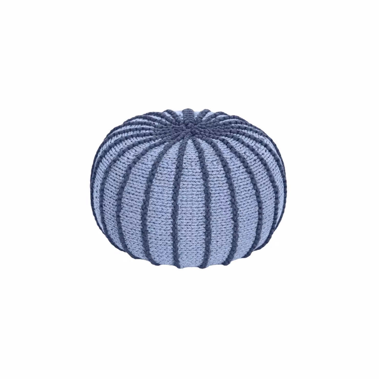 Zuri House Ziggy Knitted Pouffe in Denim Blue, Small – 3