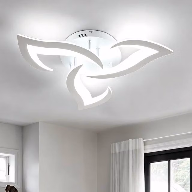 Goeco Modern LED Flower Ceiling Light, 36W, 6500K Cool White, Silver