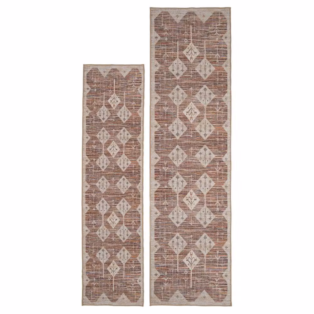 Kukoon Washable Jute Style Rustic Area Rug in Beige, Pink and Brown, W: 280 cm, D: 380 cm – 3