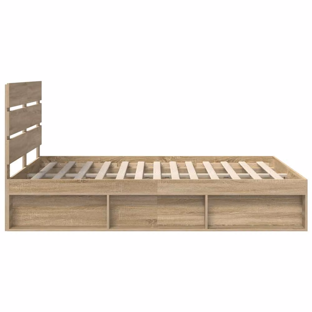 Berkfield Home Sonoma Bed Frame with Headboard in Brown Solid Pine Wood, W: 140 cm, L: 200 cm – 2