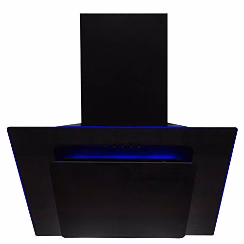 SIA AGE71BL Black Glass Angled Chimney Cooker Hood Extractor Fan with LED Mood Lighting and Carbon Filter, Width: 70 cm – 4