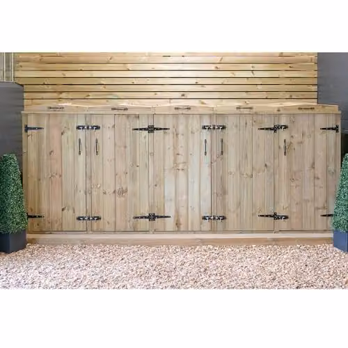 Garden Village Supreme Quintet Bin Chest in Brown Rustic Wood