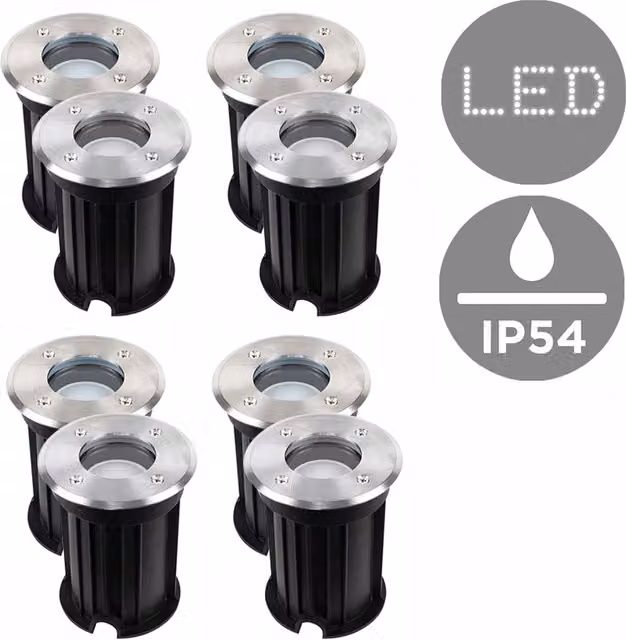 ValueLights 8 Pack Silver and Chrome Outdoor Ground Walkover Path Lights