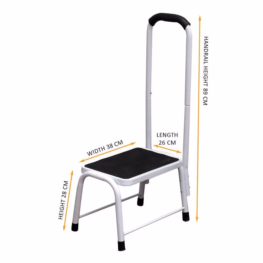 EONLION Non-Slip Safety Step Stool Mobility Aid with Handrail in White – 2
