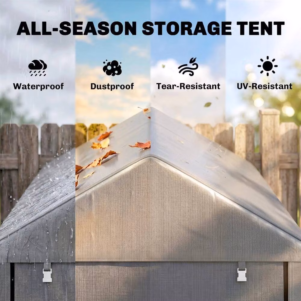 NESTLUNE Grey Portable Garden Shed for Motorbikes, Bikes and Garden Tools – 4