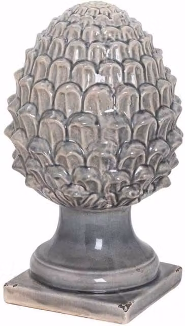 Lemon Pavilion Furniture and Decor Garda Decorative Ceramic Acorn in Grey, W: 20 cm, D: 20 cm, H: 35 cm