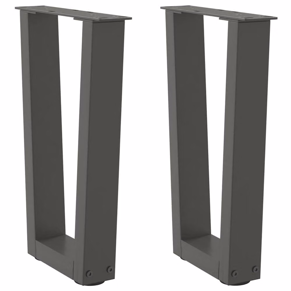Berkfield Home V-Shape Dining Table Legs, 2 Piece Steel Set in Anthracite Grey, H: 42-43.3 cm x W: 38 cm – 1