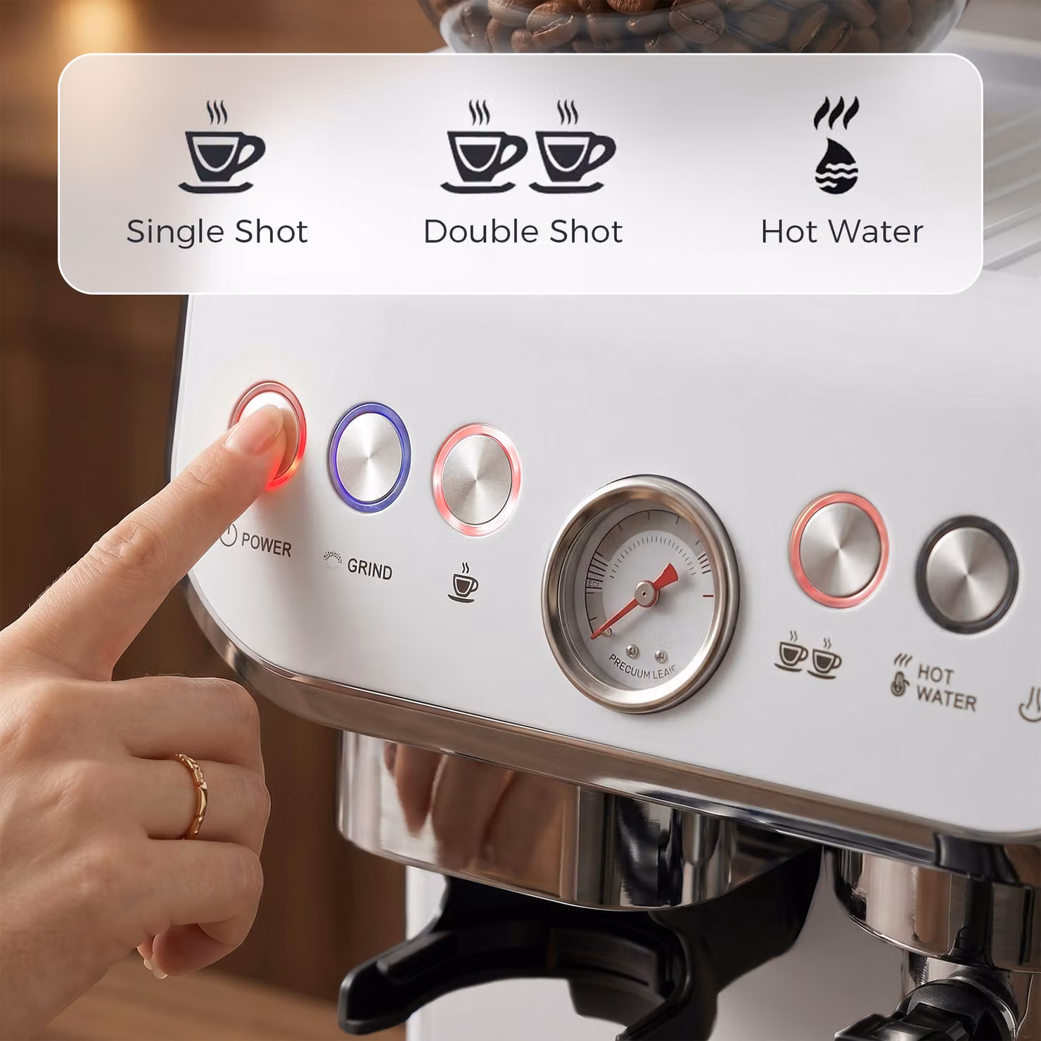HOMCOM Bean to Cup Coffee Machine with Integrated Grinder and Steam Wand, White – 7