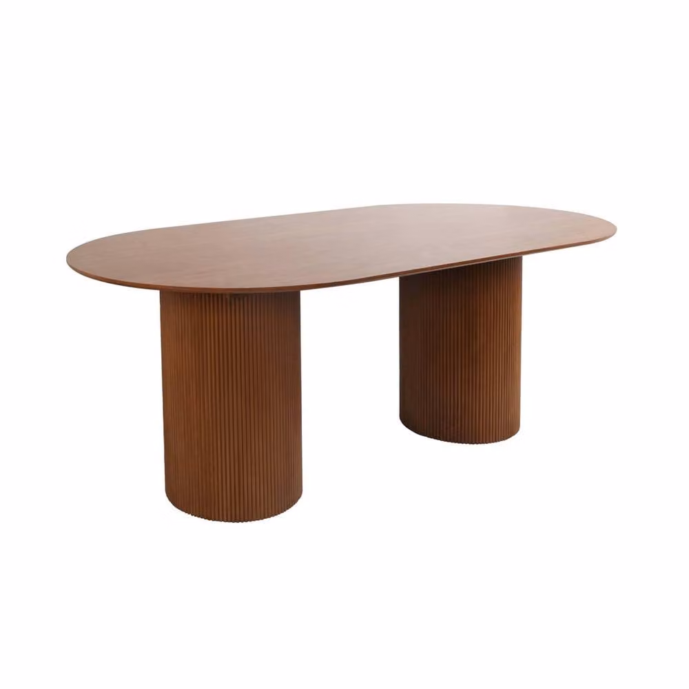 sweeek Oval Dining Table in Brown with Wood Effect Finish, W/D/H: 180 x 90 x 76 cm – 2