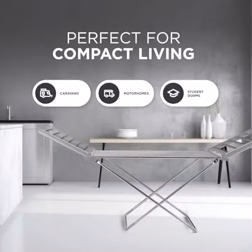 DMD Collective Electric Folding Winged Clothes Dryer with 20 Heating Tubes and 15kg Capacity in Silver – 4