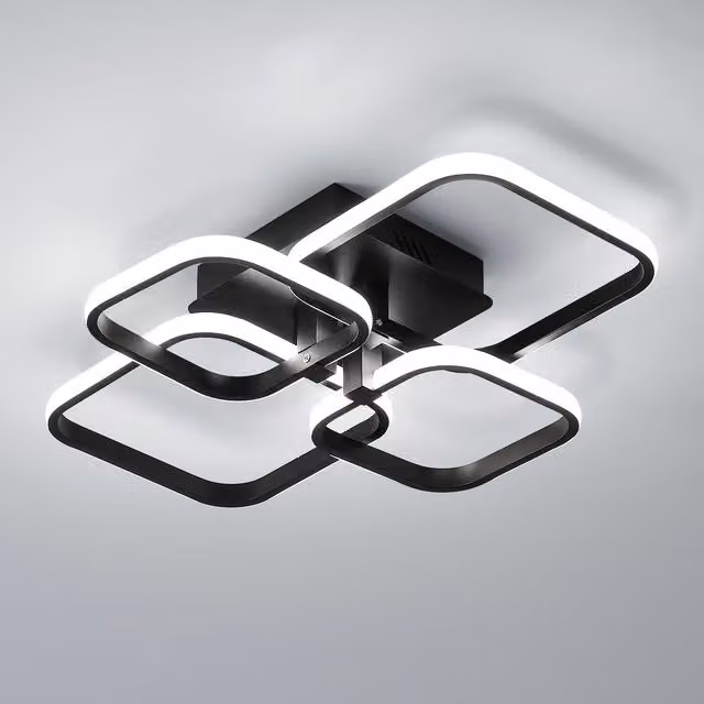 Pheashine Modern LED Ring Ceiling Light in Black with Cool White Light