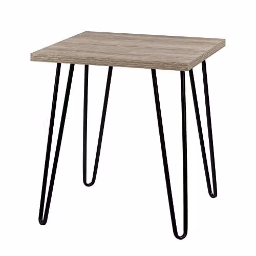 DHP Furniture Owen End and Side Table in Rustic Brown and Black, W/D/H: 49.5 x 49.5 x 55.5 cm – 1