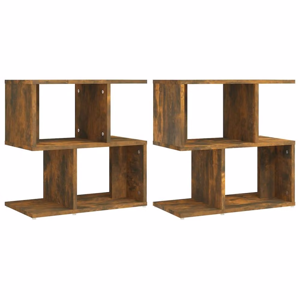 Berkfield Home Modern Bedside Cabinets, 2 Piece Set in Smoked Oak Brown, W: 50 cm, D: 30 cm, H: 51.5 cm – 2