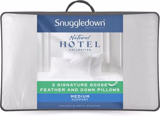 Snuggledown Hotel Goose Feather and Down Pillow, White, Pack of 2