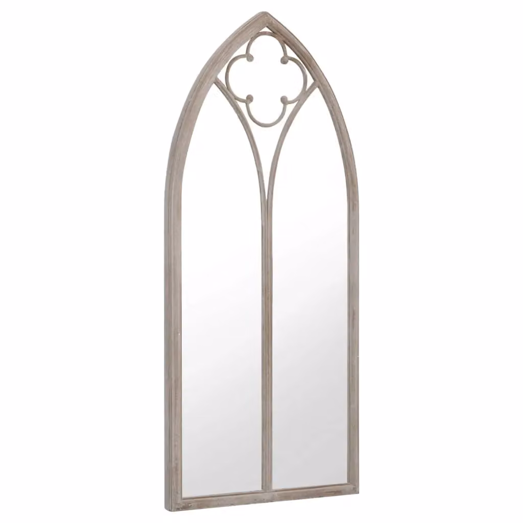 Berkfield Antique Metal Garden Wall Mirror in Cream and Sand, W/H: 70 x 30 cm – 2