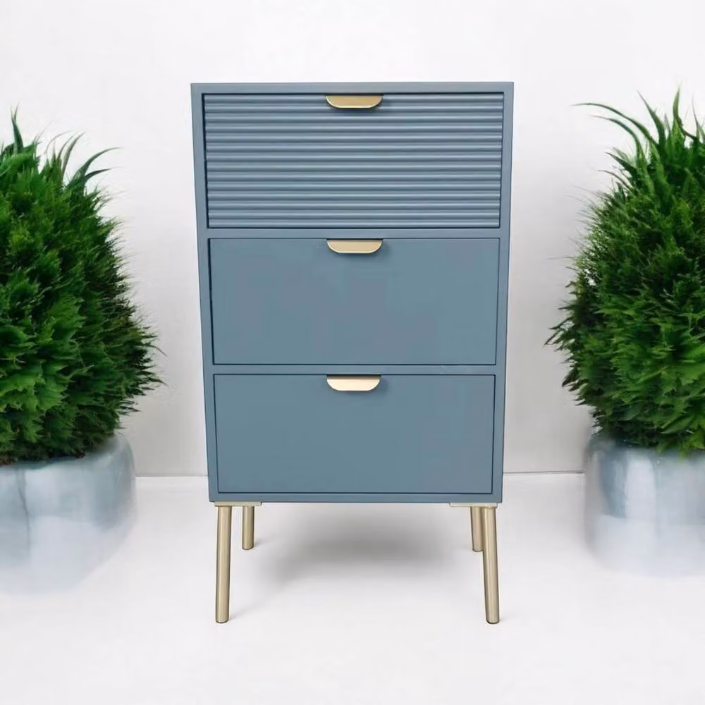 Minster Blue Lacquered Wood 3 Drawer Chest of Drawers W: 40 cm, D: 30 cm, H: 75 cm – 2