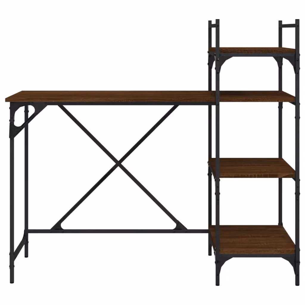 Berkfield Home Computer Desk with Shelves, Brown Oak, W/D/H: 120 x 47 x 109 cm – 4