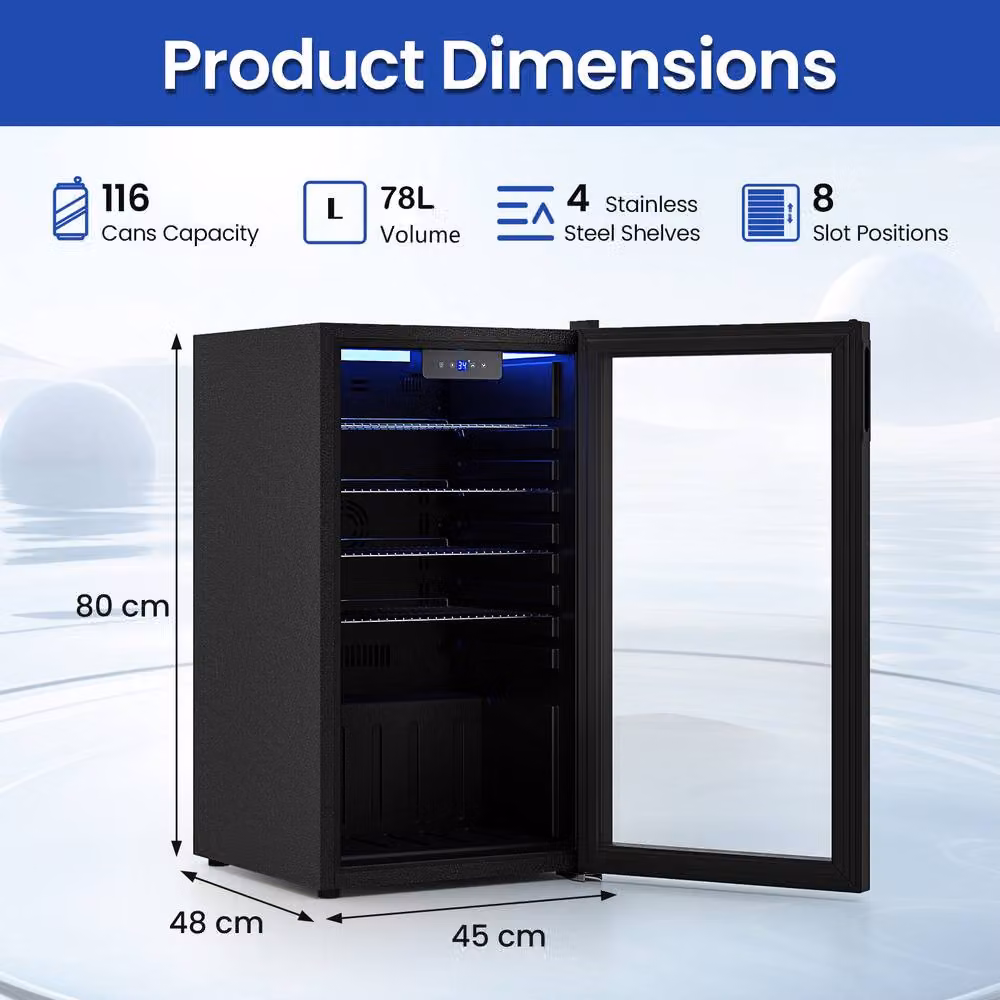 Gymax Mini Fridge Beverage Refrigerator Cooler with Compressor in Black – 2