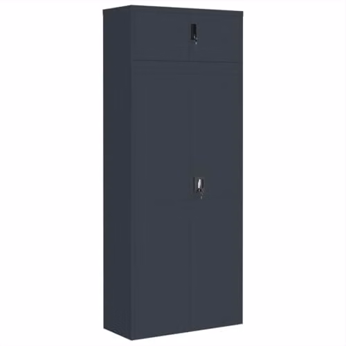 vidaXL Anthracite Metal File Cabinet with Lock and Adjustable Shelves, W/D/H: 90 x 40 x 220 cm – 1
