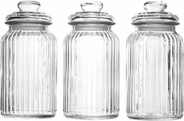 Magna Retail Set of 3 Airtight and Leakproof Glass Jars with Silicone Seals, 1.3 l, Transparent